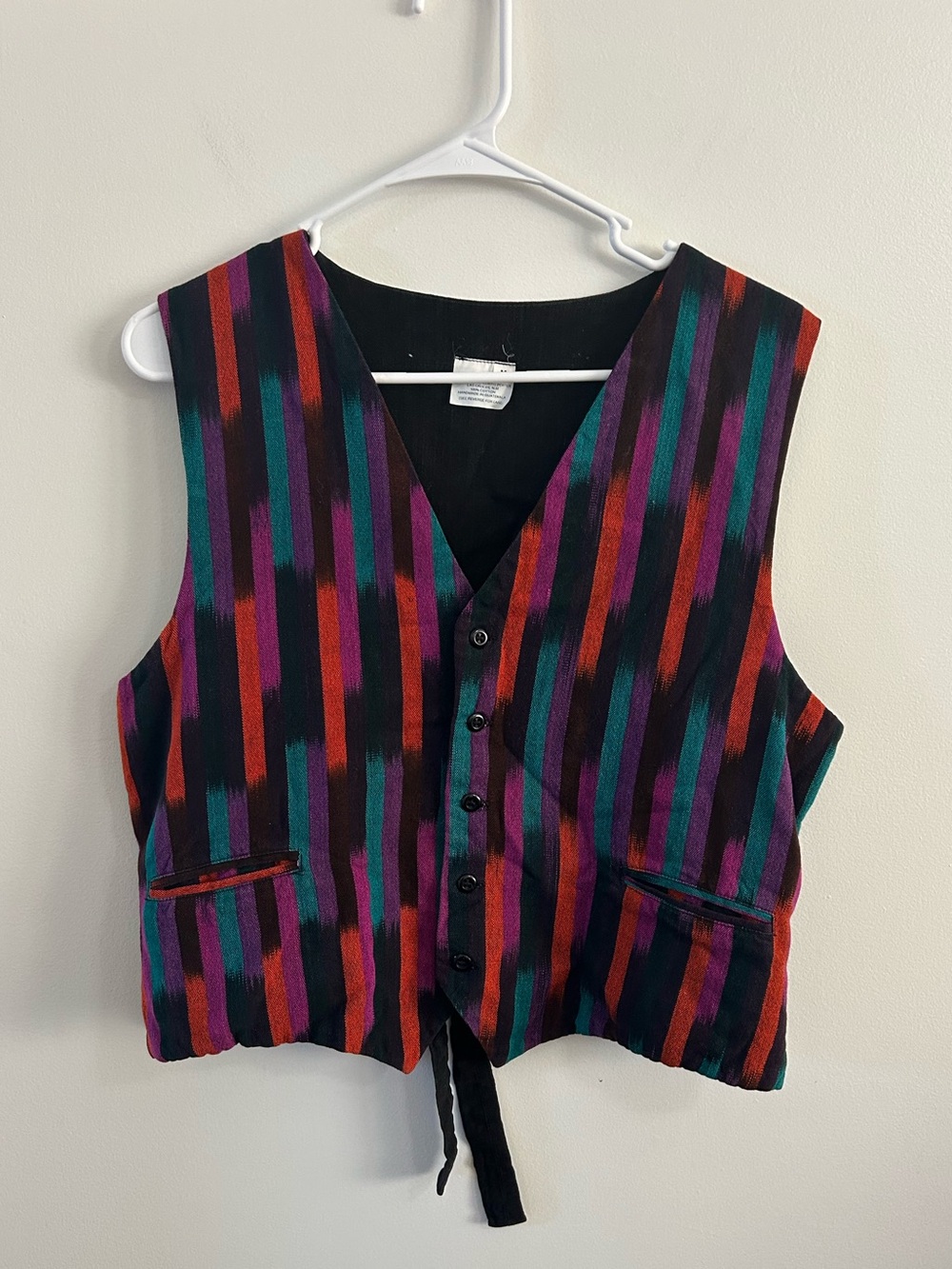 VTG Guatemalan Handwoven 100% Cotton Tapestry Style Western Aztec Vest: Medium